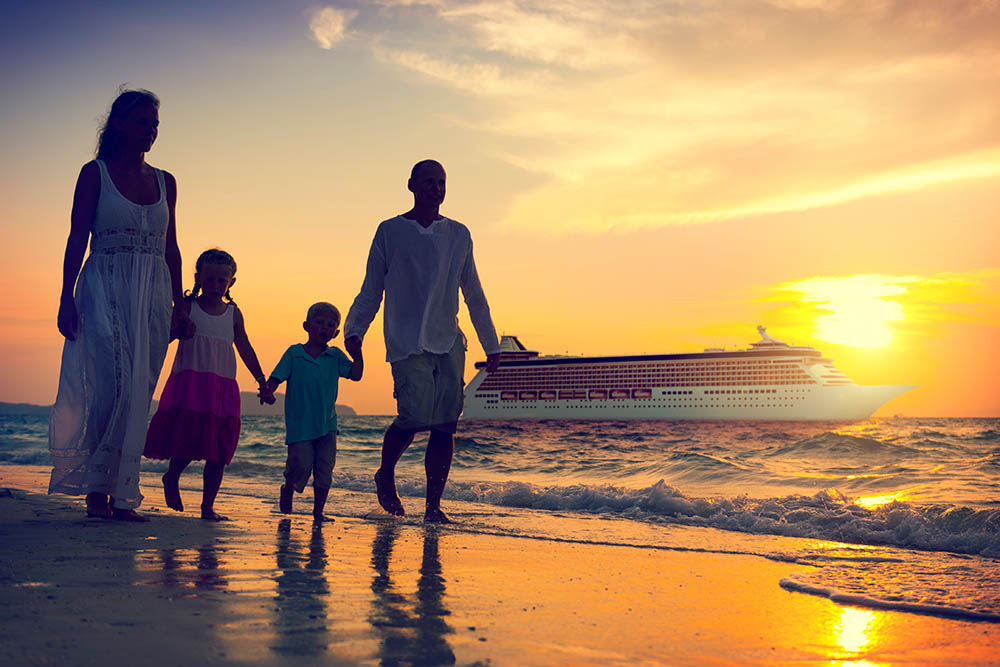 Family Children Beach Cruise Ship Relaxation Concept